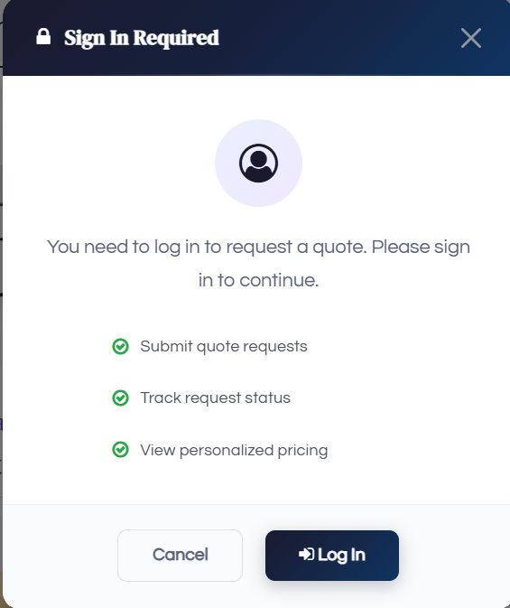 Sign In Required modal prompting guest users to log in